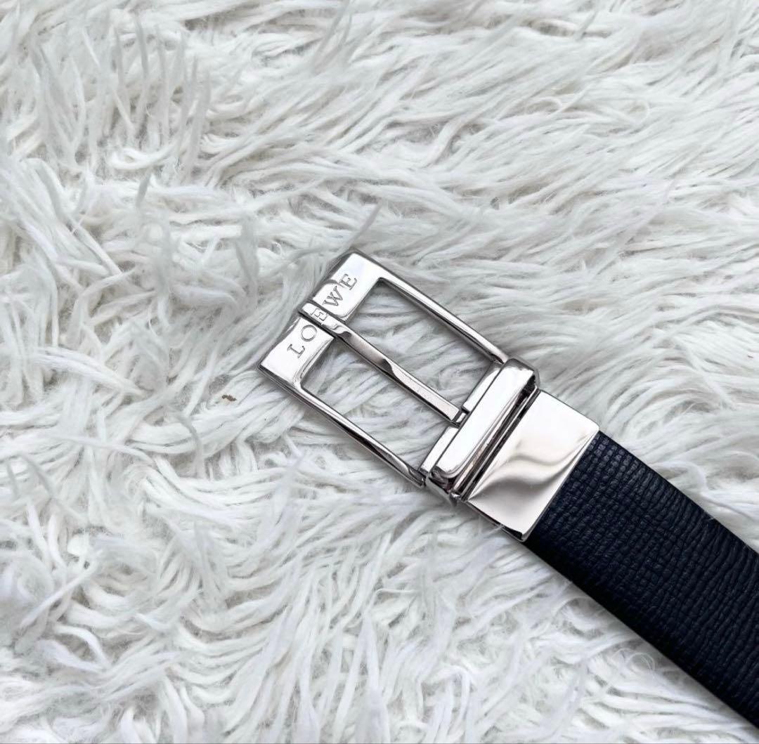 極美品　ロエベ　リバーシブルベルト　シルバー金具　200609 スペイン製