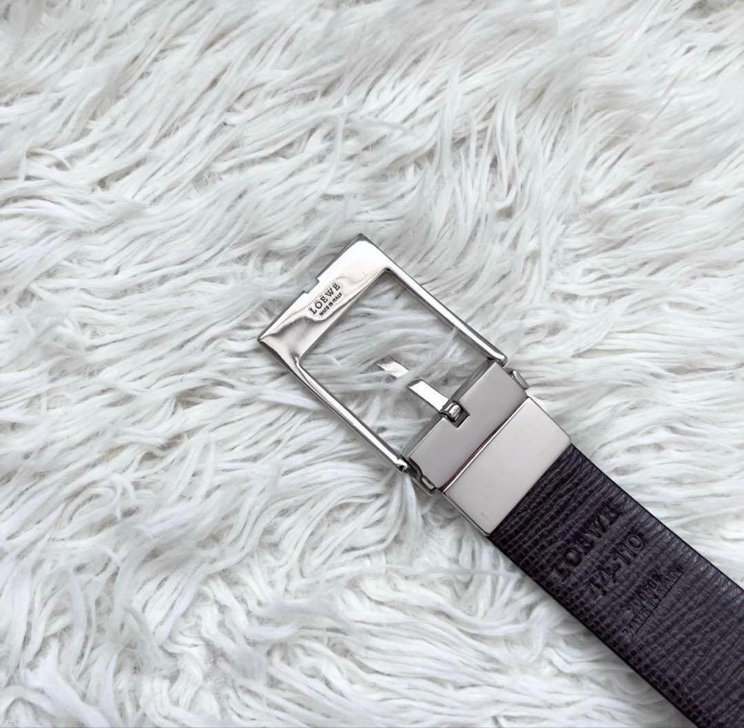 極美品　ロエベ　リバーシブルベルト　シルバー金具　200609 スペイン製