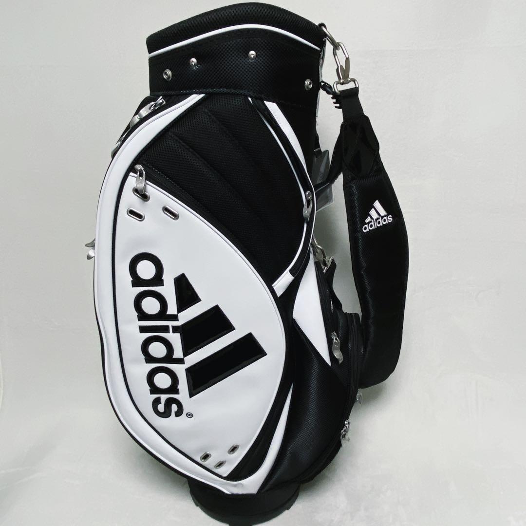 美品　adidas アディダス　キャディバッグ　ブラック　ホワイト　9型　黒　白