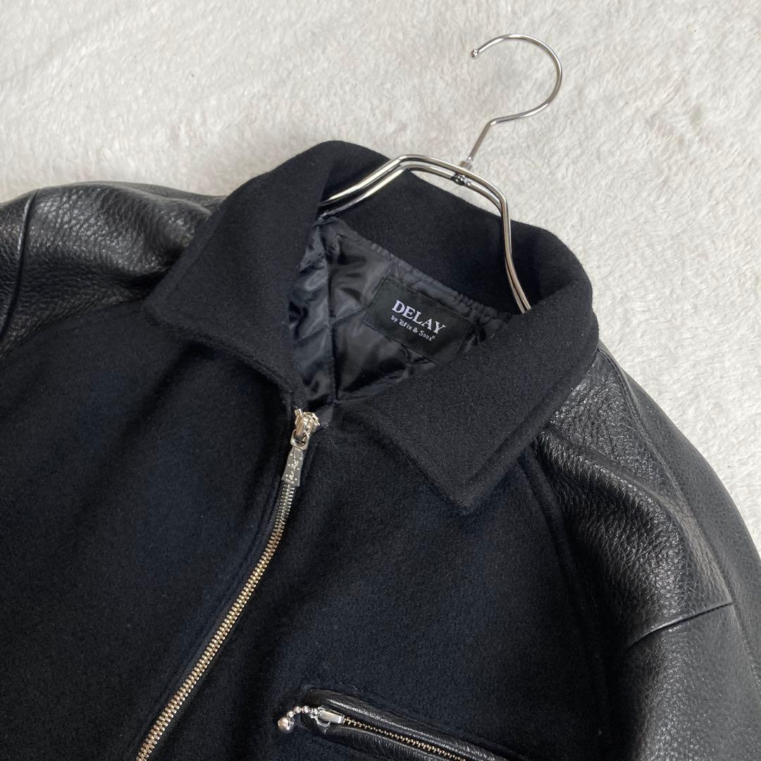 【美品】DELAY by Win&Sons　スタジャン　鹿革　キルティング　黒