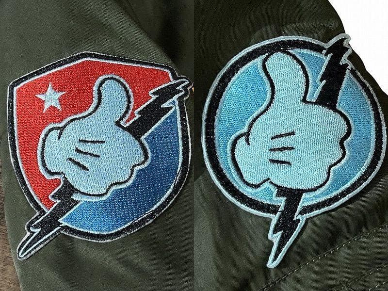 専用　限定 アビレックス ミッキー プリント 刺繍ワッペン MA-1 ジャケット