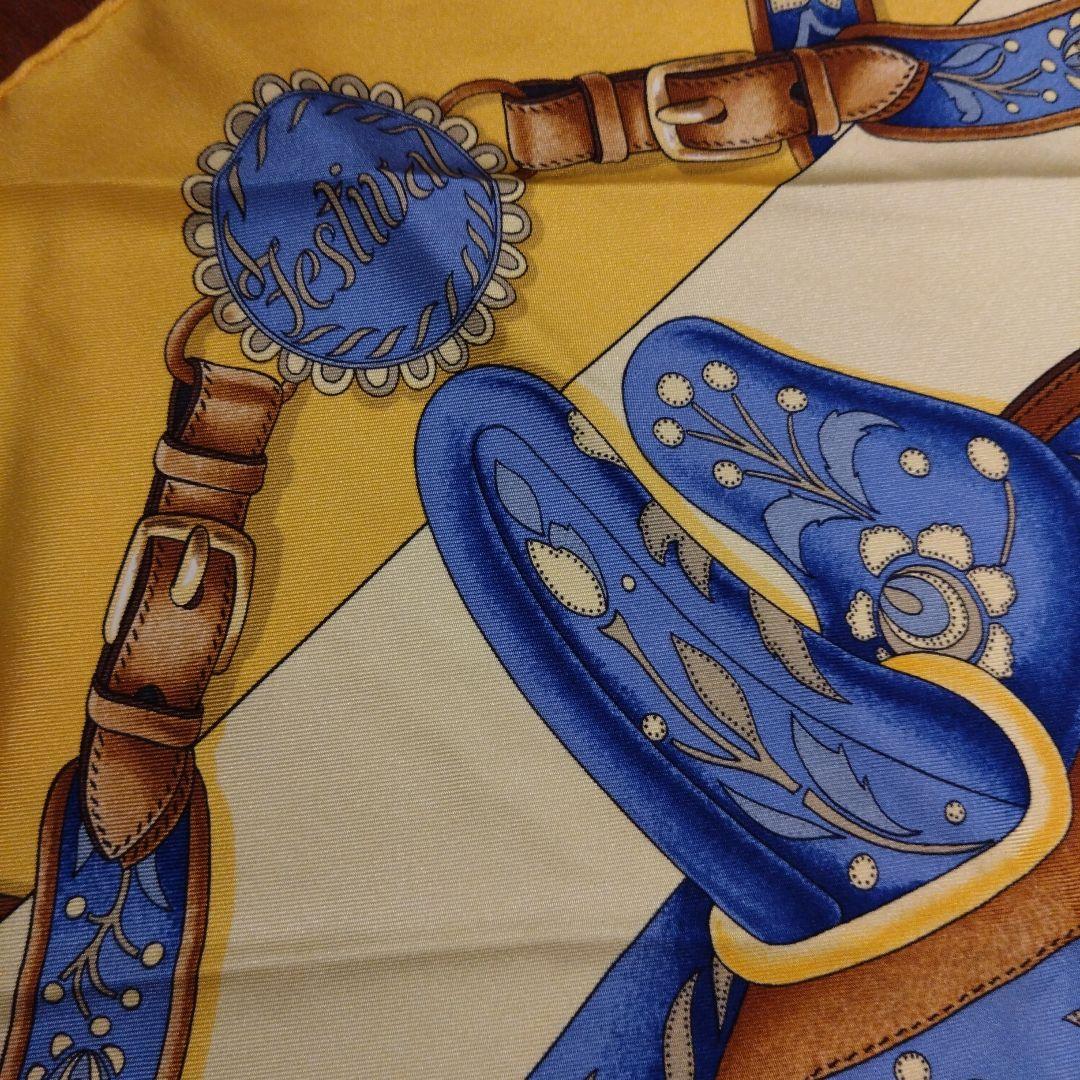 エルメス　Hermès　大判スカーフ　カレ90　フェスティバル　イエロー