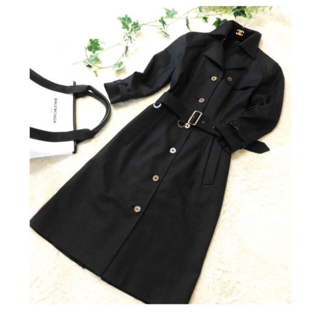 美品　BURBERRYLONDON ブラック 長袖ひざ丈ワンピース 38