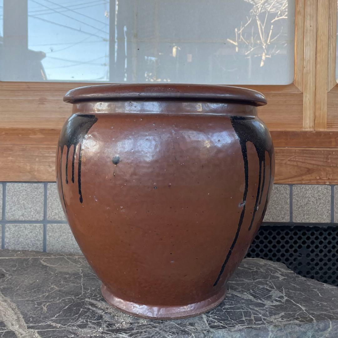 常滑焼 久松 陶器 壺 甕【昭和レトロ】山野草鉢 植木鉢 プランターカバー