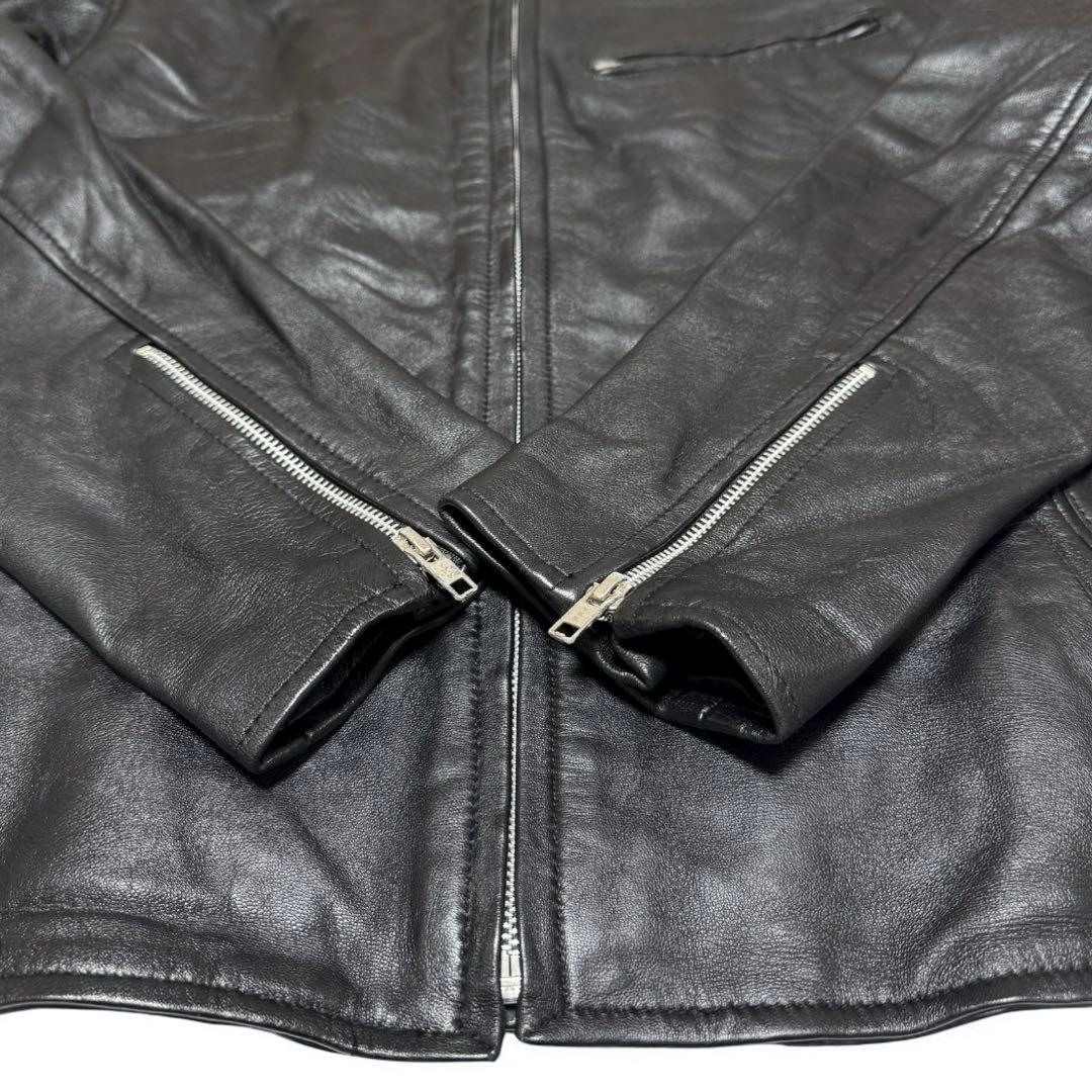 レニウム RHENIUM シングル ライダースジャケット 羊革 46 ブラック