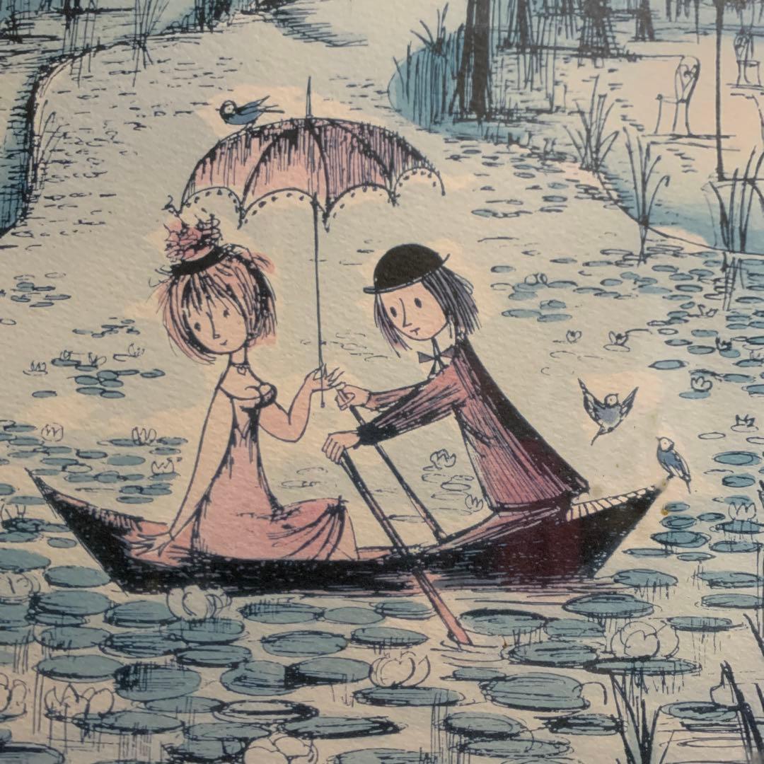 レイモン ・ペイネ リトグラフ 題名『恋の行方を邪魔するすいれん