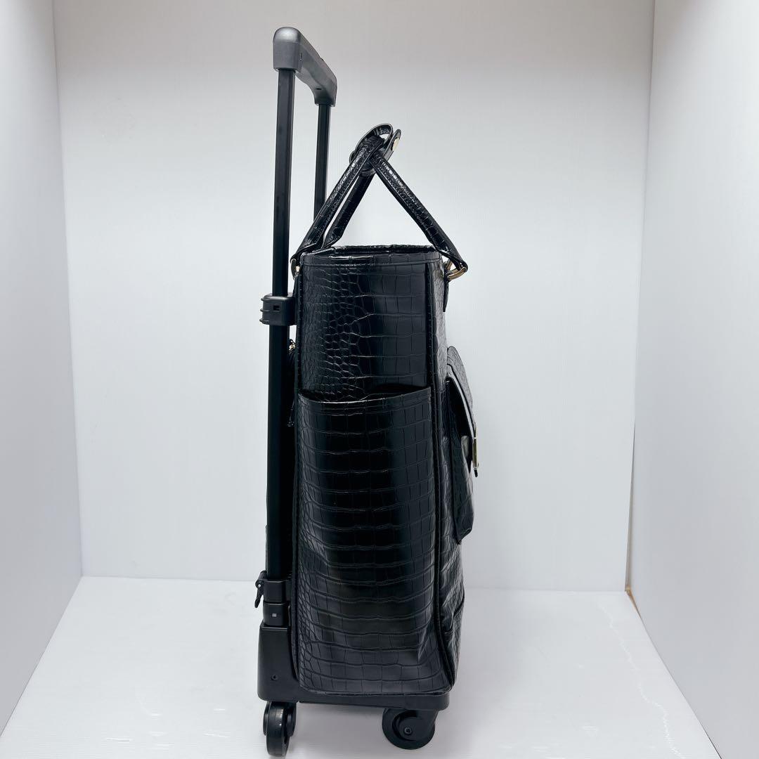 未使用✨スワニー クロコ型押し キャリーバッグ トートバッグ 黒 旅行 高級