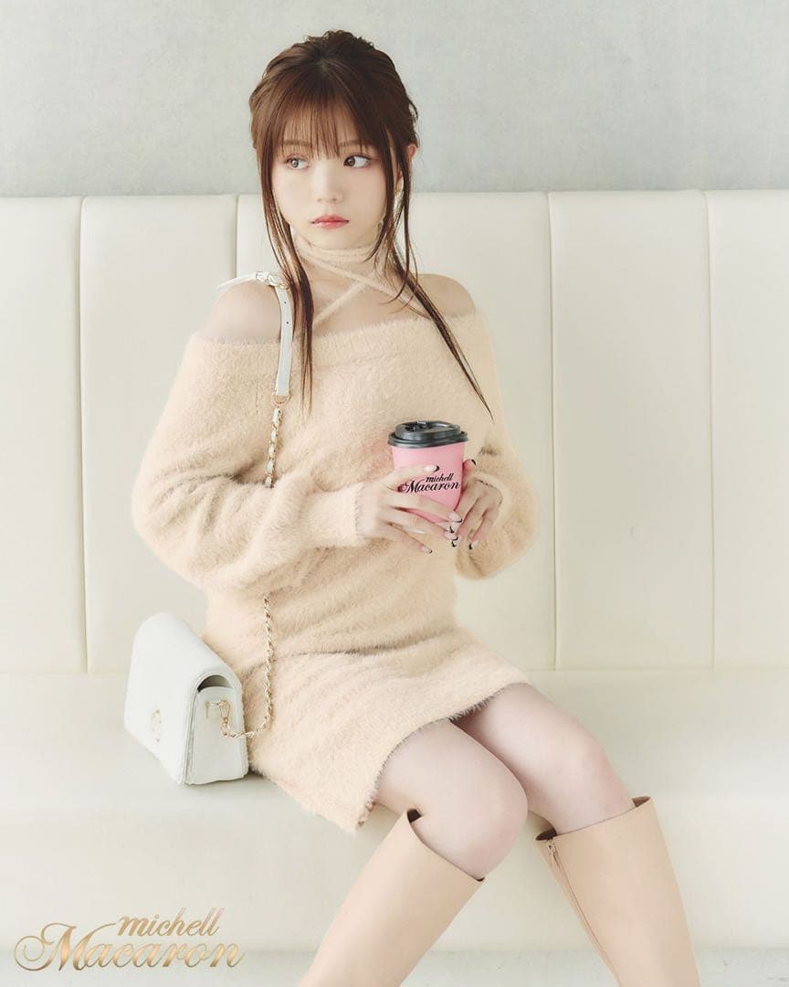 ミシェルマカロン シャギークロスニットワンピース - メルカリ