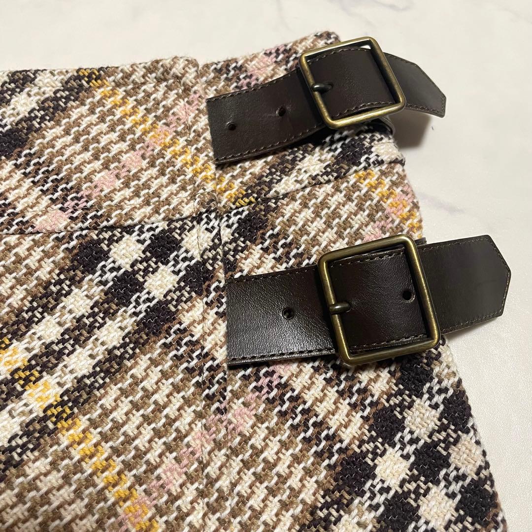 美品♪バーバリーロンドン ツイード ラップスカート 巻きスカート