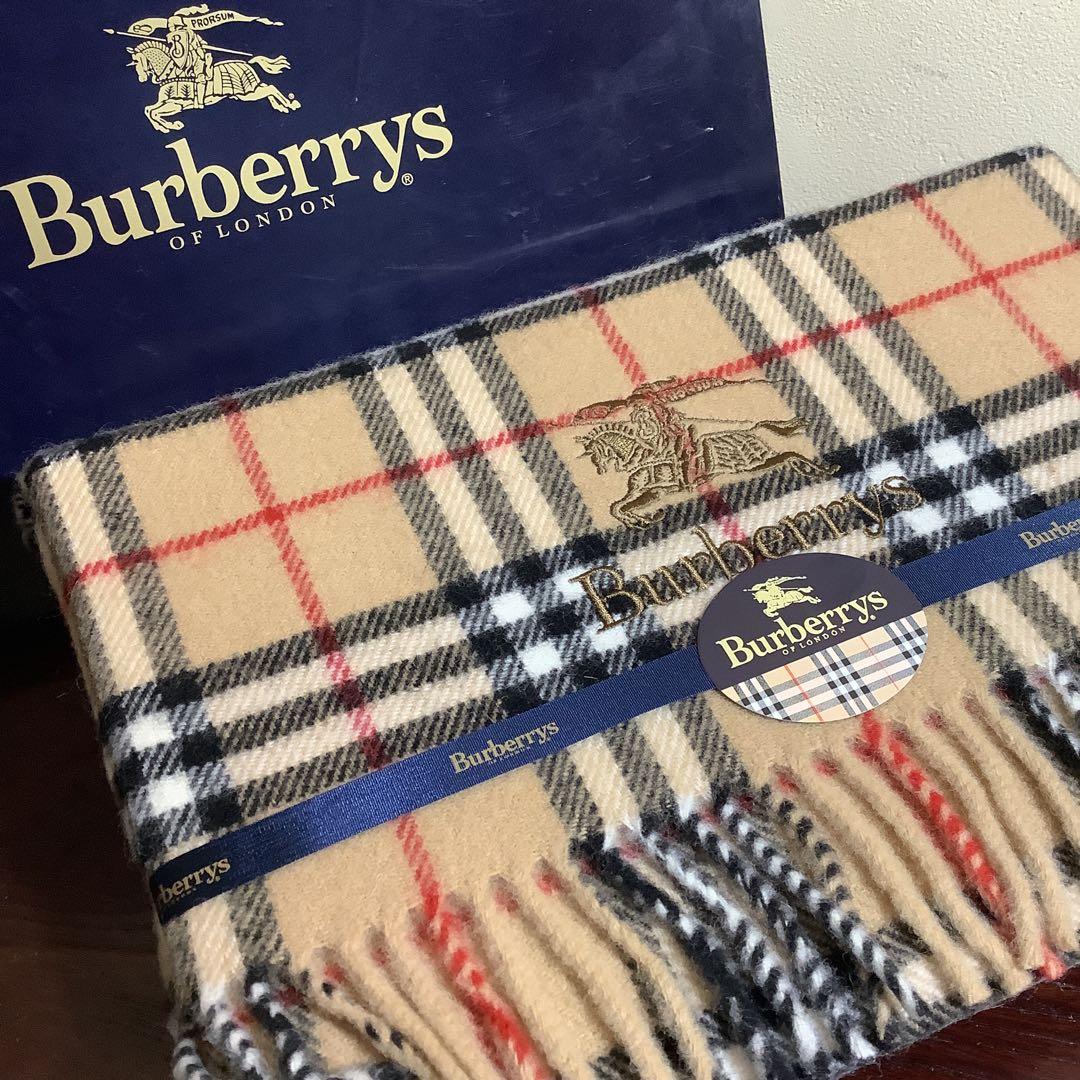 訳あり バーバリー Burberrys ウール100% 膝掛け 未使用品