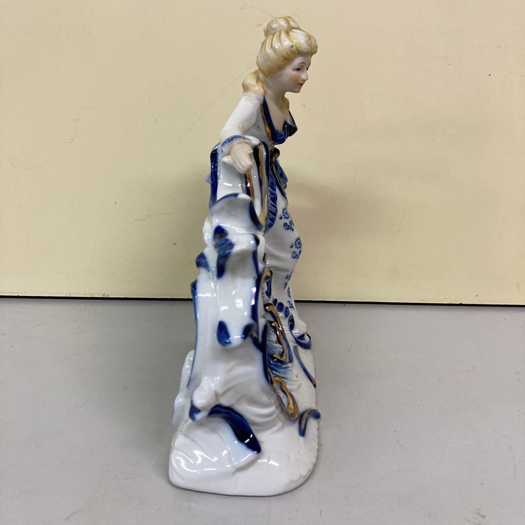 E3 ジャンク品 置き時計 陶器製 ロココ調 フィギュリン 貴婦人