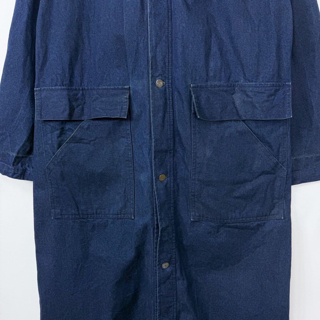 USA製 80s 襟コーデュロイ デニムロングコート ダスターコート S24