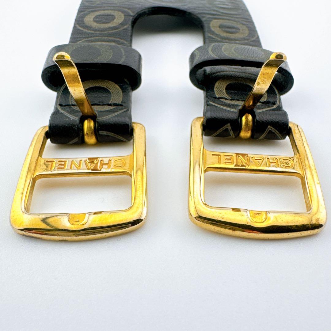 希少 シャネル COCO バングル ブレスレット ヴィンテージ レザー ロゴ