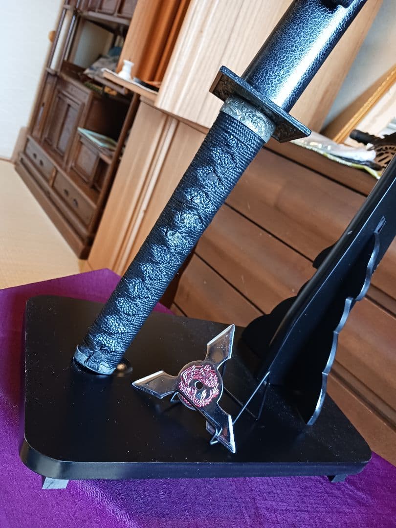 忍者刀、(服部半蔵) 徳川家拝領刀.写、葵.勝龍彫り、のたれ刃文、(