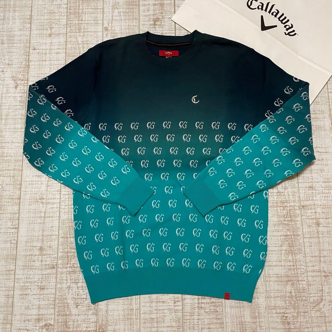 新品 キャロウェイ レッドレーベル 長袖ニット グラデ グリーン LLサイズ
