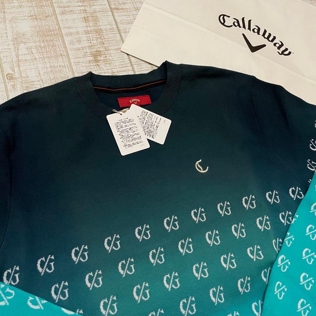 新品 キャロウェイ レッドレーベル 長袖ニット グラデ グリーン LLサイズ