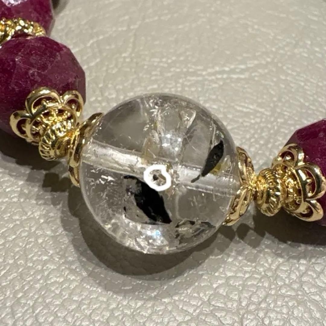 水入り水晶　流砂入り　ルビーブレスレット