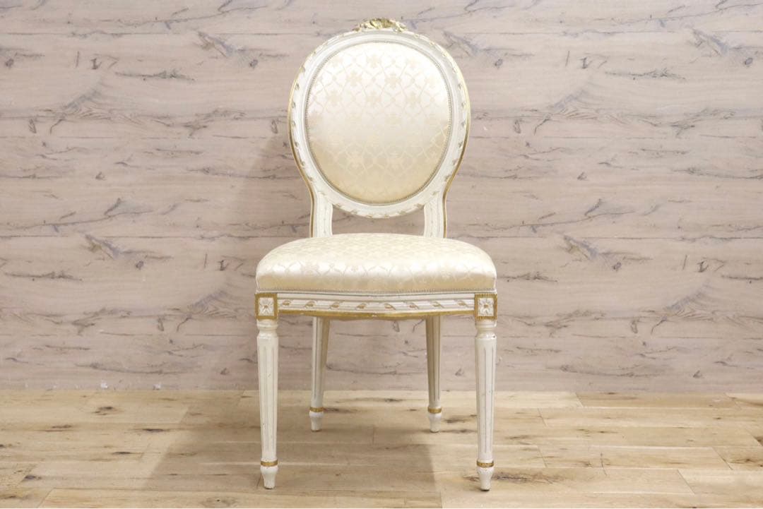 GMIK102F○イタリア製 アンティーク ダイニングチェア アームレスチェ