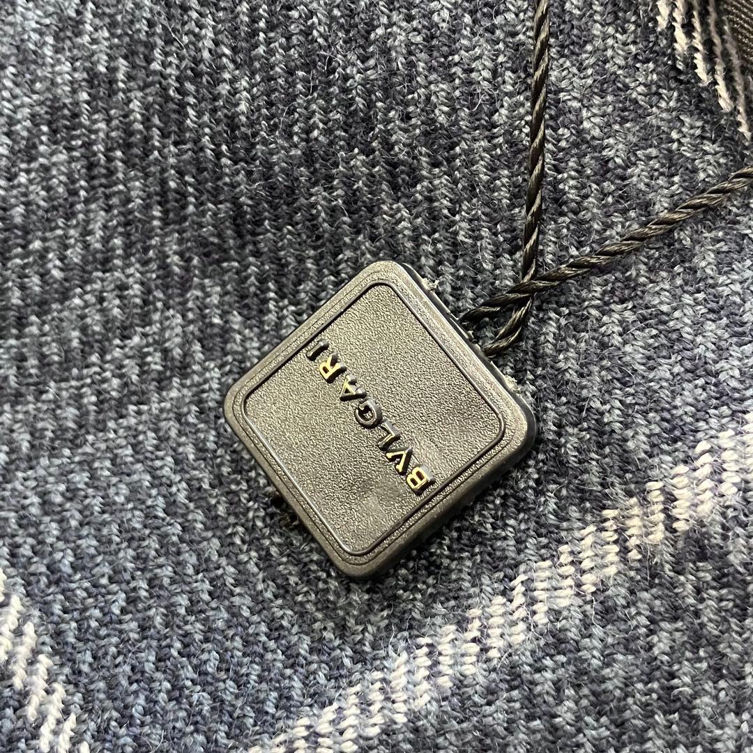 小次郎美品 BVLGARI カシミア100% 大判ストール チェック