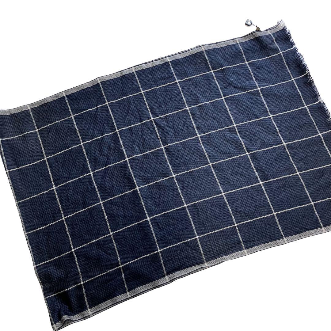 小次郎美品 BVLGARI カシミア100% 大判ストール チェック