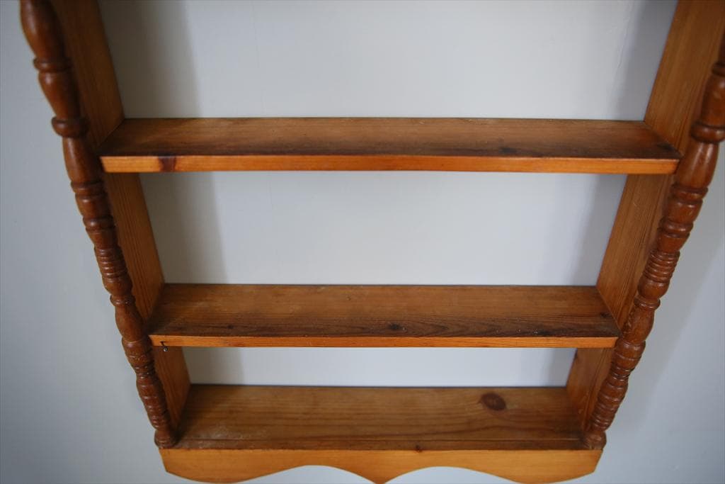 イギリスアンティーク木製ウォールシェルフ/壁掛けラック/飾り棚(91