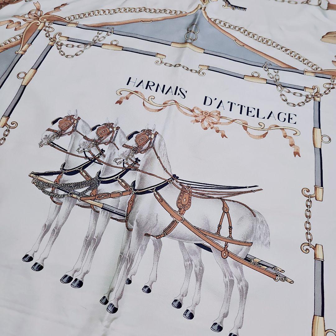 美品✨CELINE　セリーヌ　大判シルクスカーフ　ホース馬具柄　ピンク×ホワイト