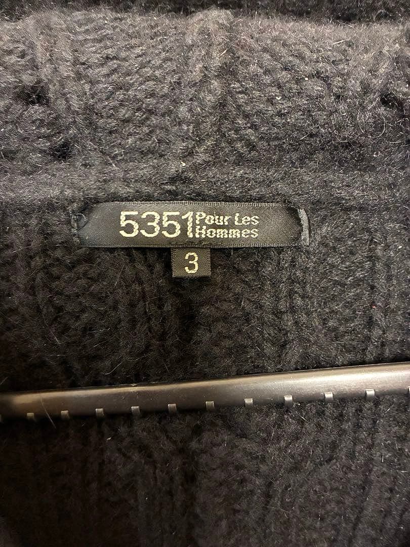 5351プールオム アンゴラ混 ニットロングパーカー