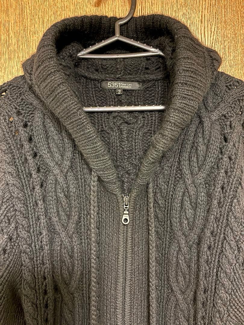 5351プールオム アンゴラ混 ニットロングパーカー