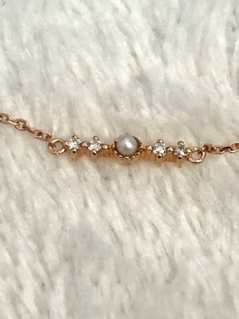 K10ブレスレット　ピンクゴールド パール クリスタル ブレスレット