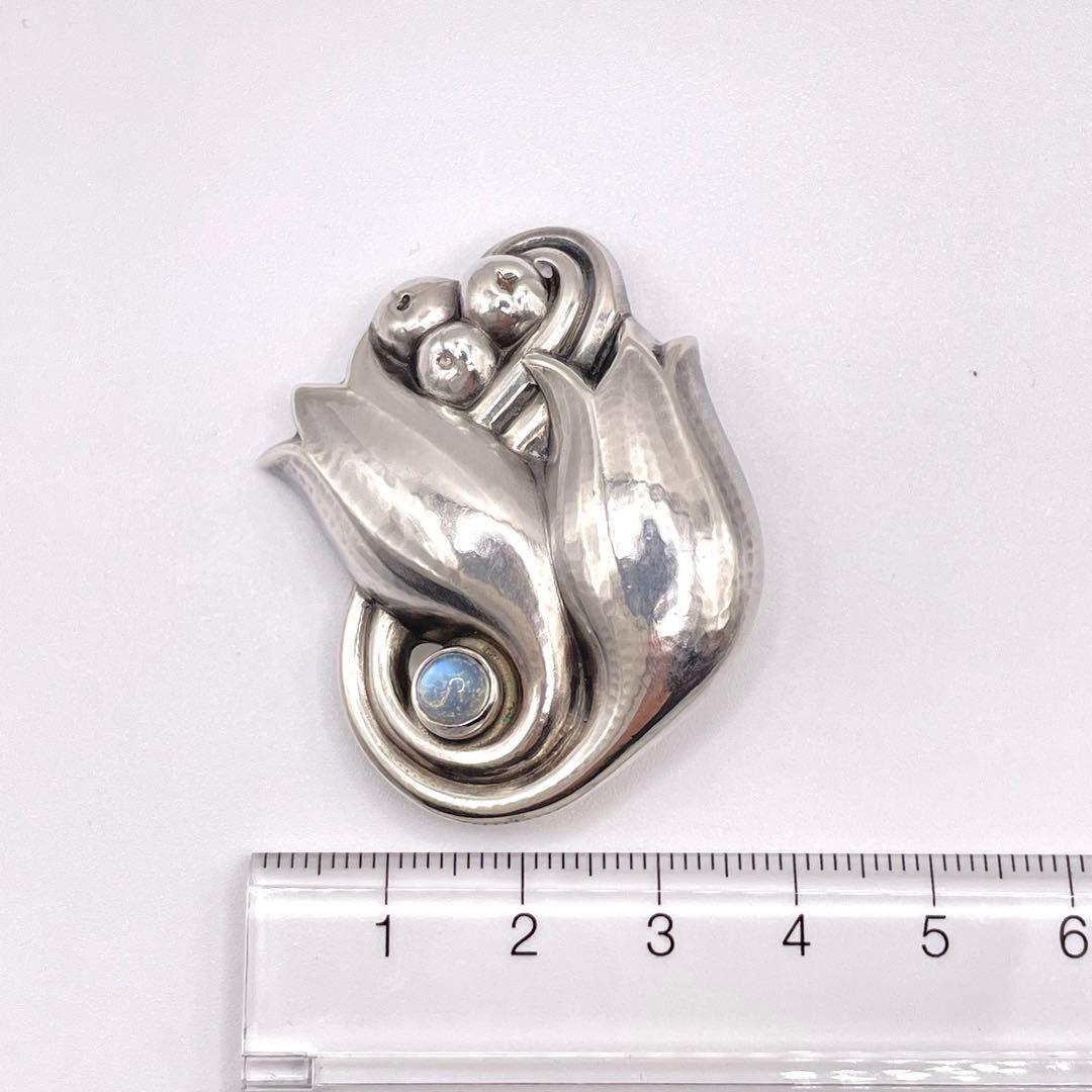 ★希少★ 美品 ジョージジェンセン 100C ブローチ フラワー ヴィンテージ