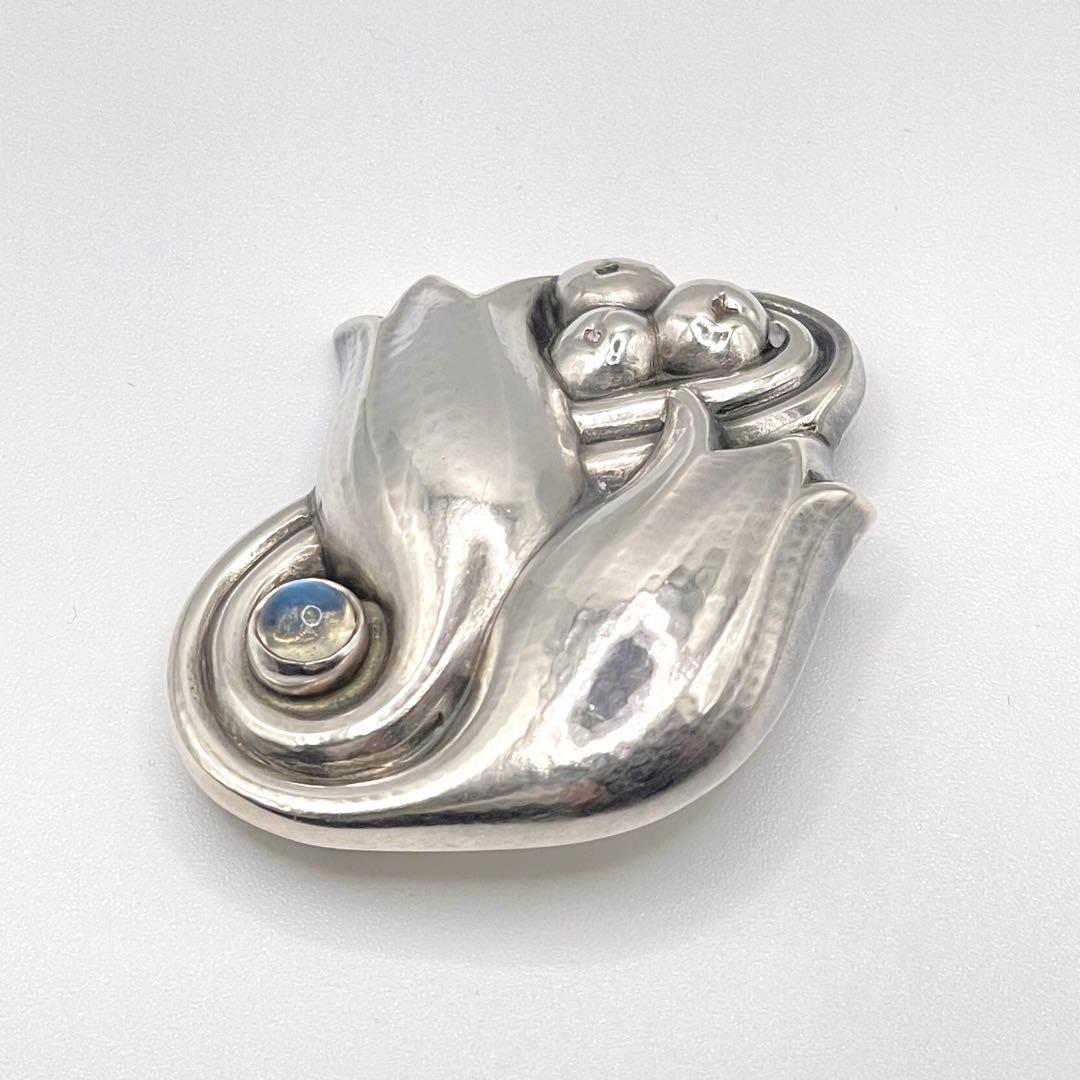 ★希少★ 美品 ジョージジェンセン 100C ブローチ フラワー ヴィンテージ