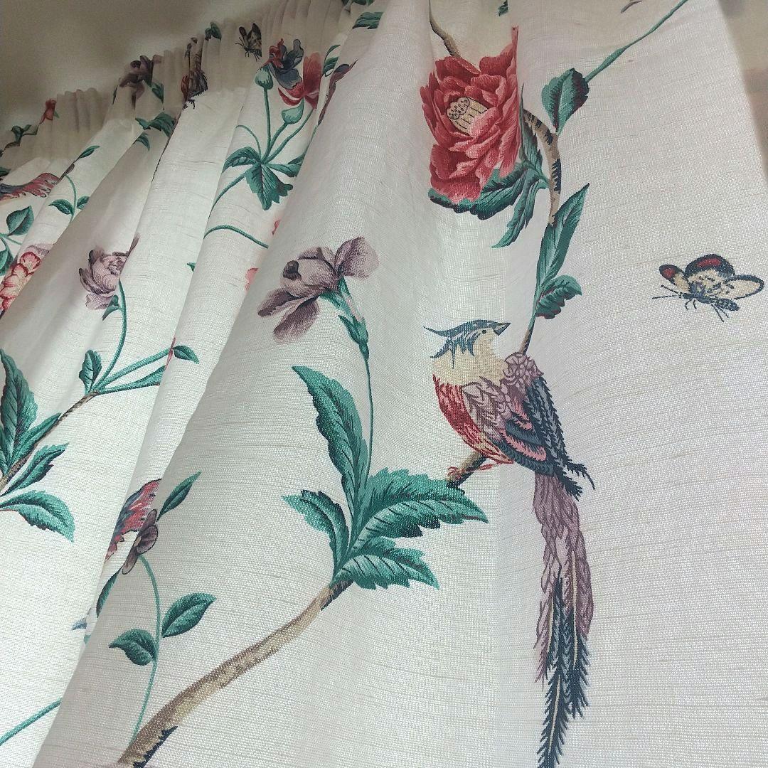 ローラアシュレイ エルベデンクリムゾン ハンドメイドカーテン ペンシルプリーツ