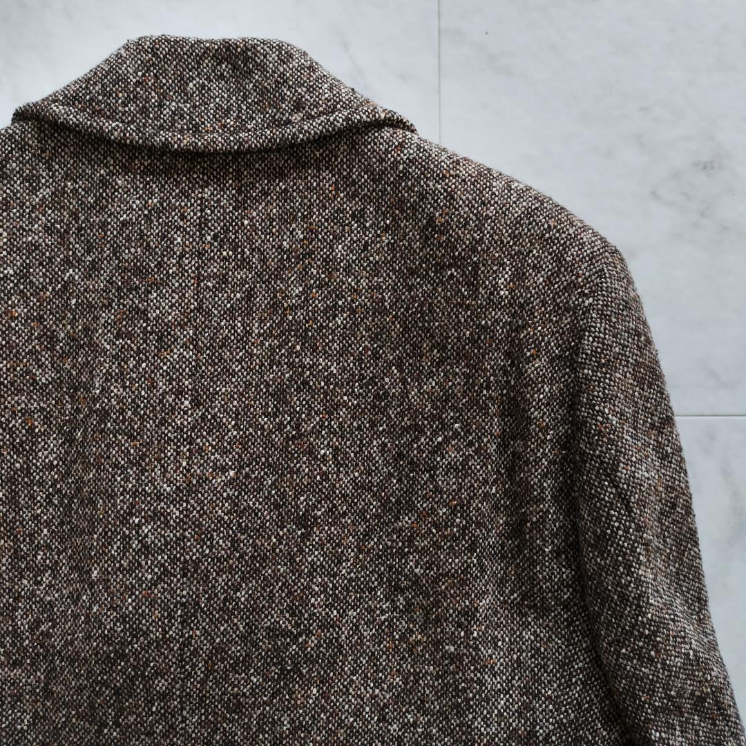 ヒューゴボス ツイードダブルブレストチェスターコート 52 XL ブラウン 秋冬