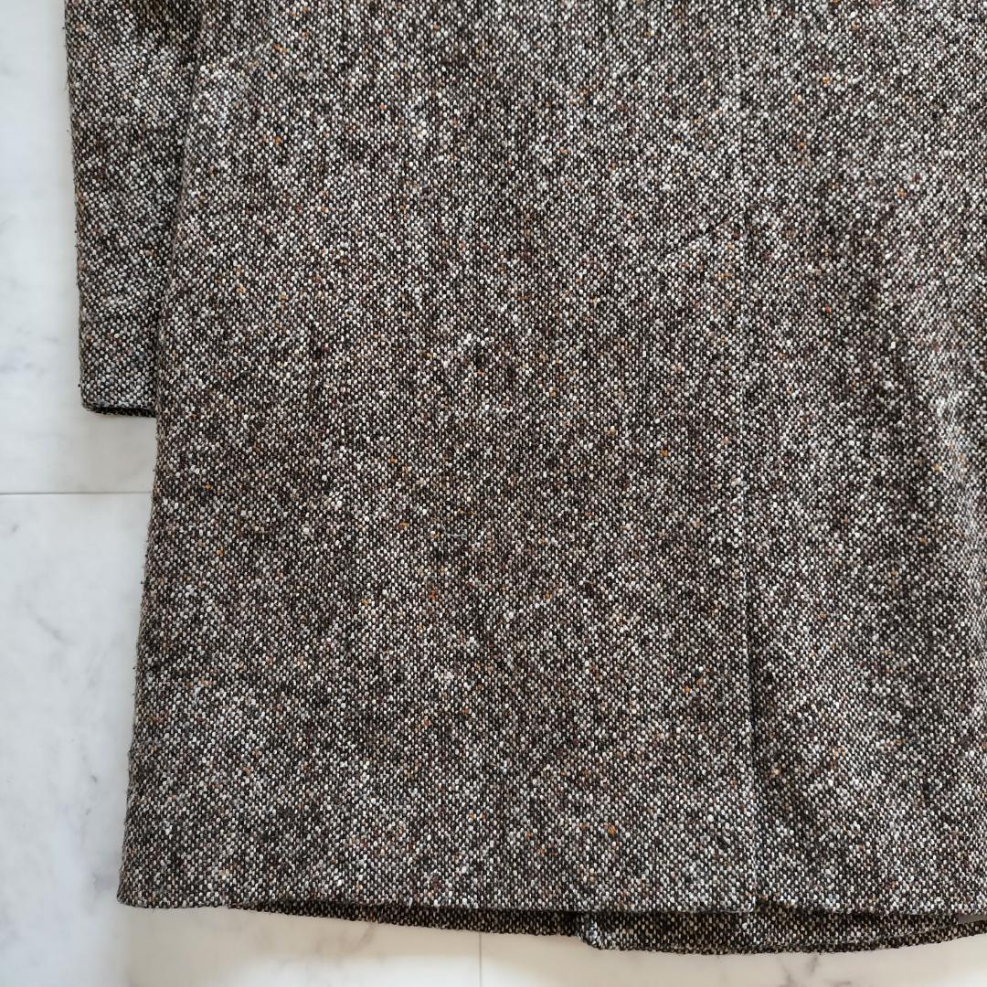 ヒューゴボス ツイードダブルブレストチェスターコート 52 XL ブラウン 秋冬