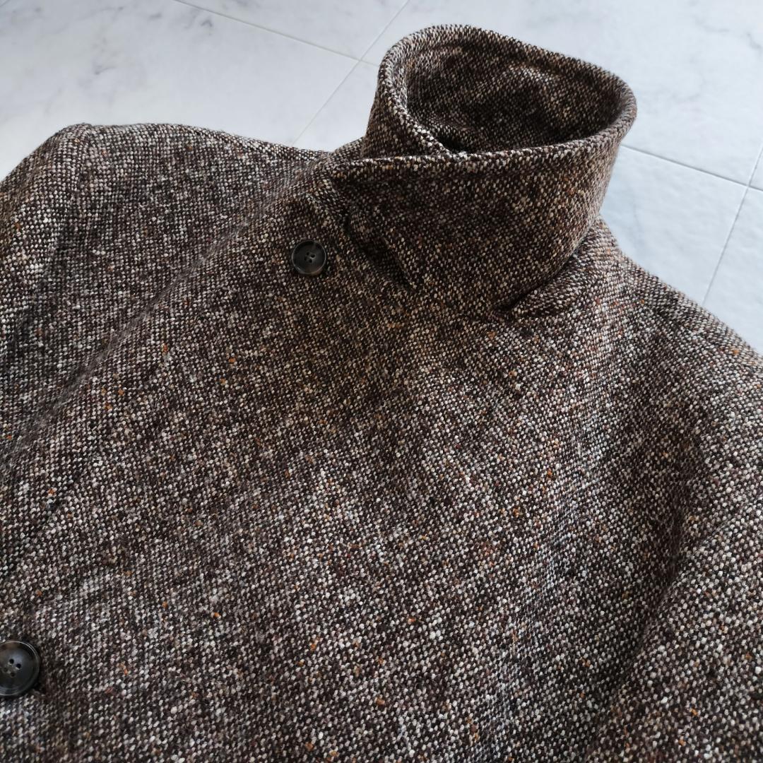 ヒューゴボス ツイードダブルブレストチェスターコート 52 XL ブラウン 秋冬