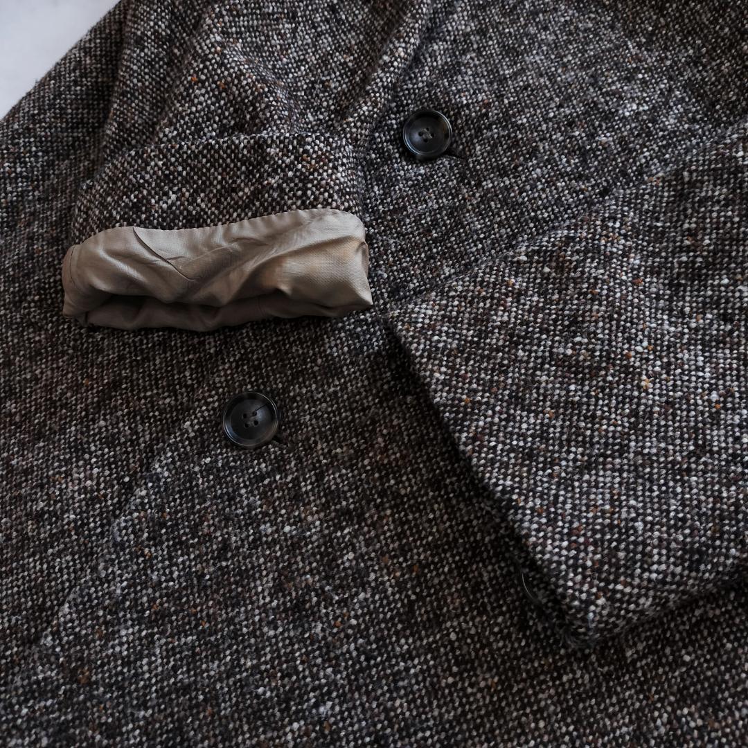 ヒューゴボス ツイードダブルブレストチェスターコート 52 XL ブラウン 秋冬