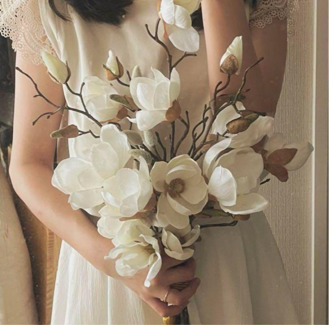 ウエディングブーケ　和装　アーティシャルフラワー　白木蓮