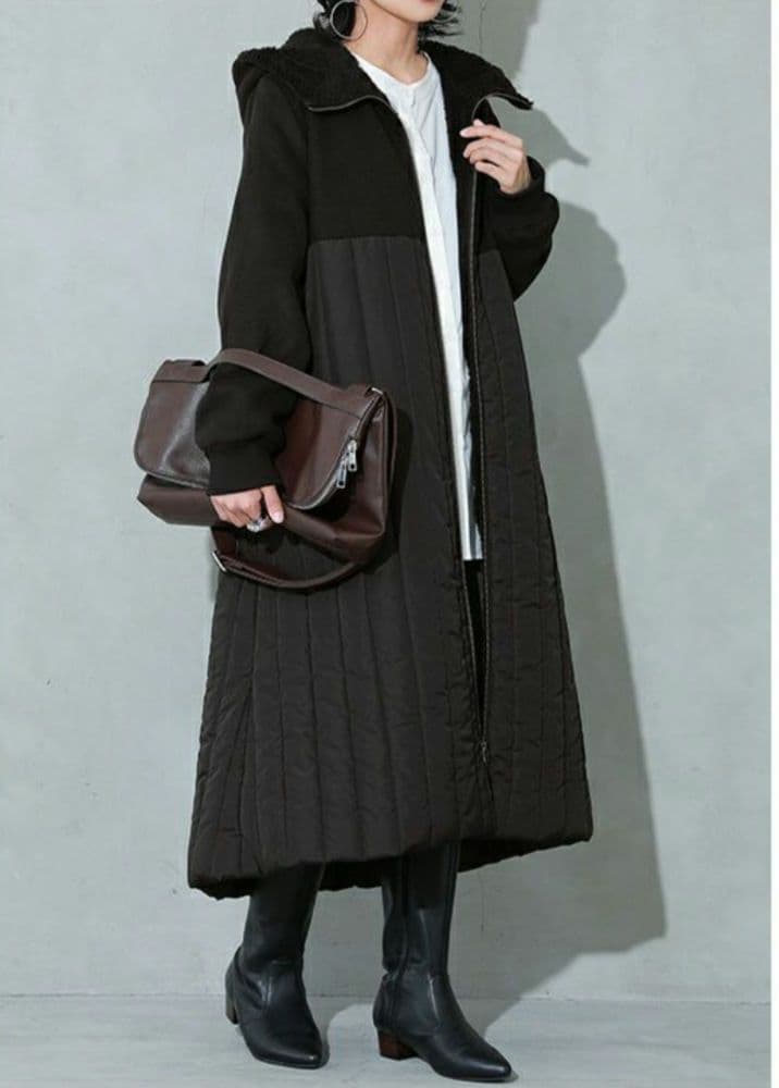 kOhAKU／異素材切替キルティング ロングコート