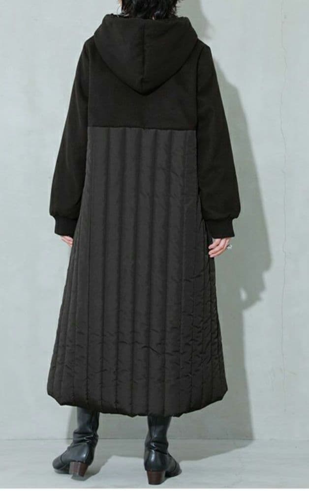 kOhAKU／異素材切替キルティング ロングコート