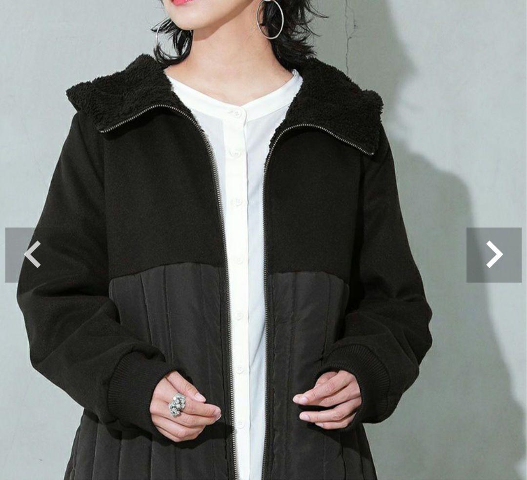 kOhAKU／異素材切替キルティング ロングコート