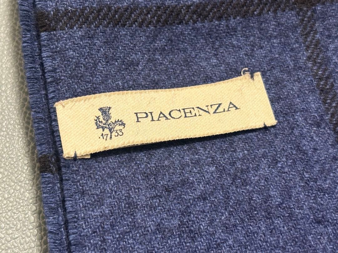 値下PIACENZA カシミヤ マフラー ネイビー ウィンドペーン 定価2.5万