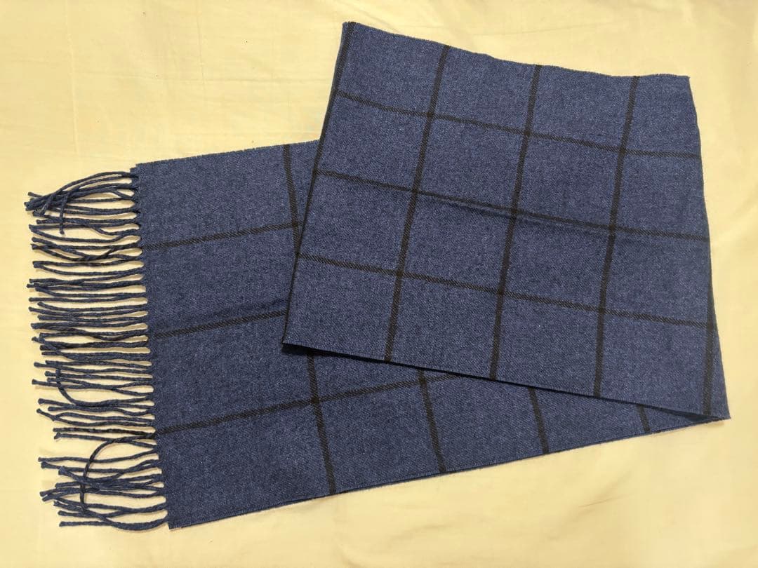 値下PIACENZA カシミヤ マフラー ネイビー ウィンドペーン 定価2.5万