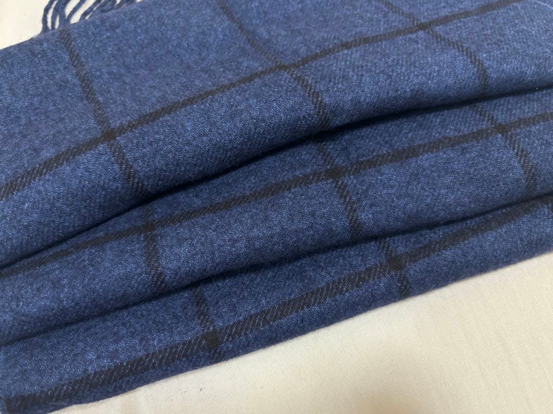 値下PIACENZA カシミヤ マフラー ネイビー ウィンドペーン 定価2.5万