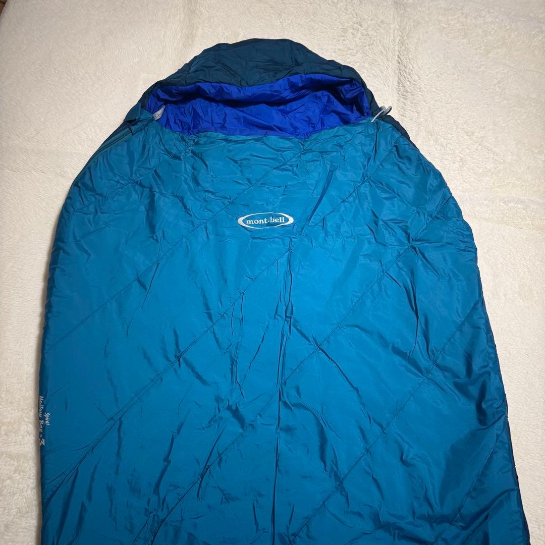 美品モンベル　スパイラルホロウバッグ＃3シュラフ寝袋バルサム　ブルーグリーン