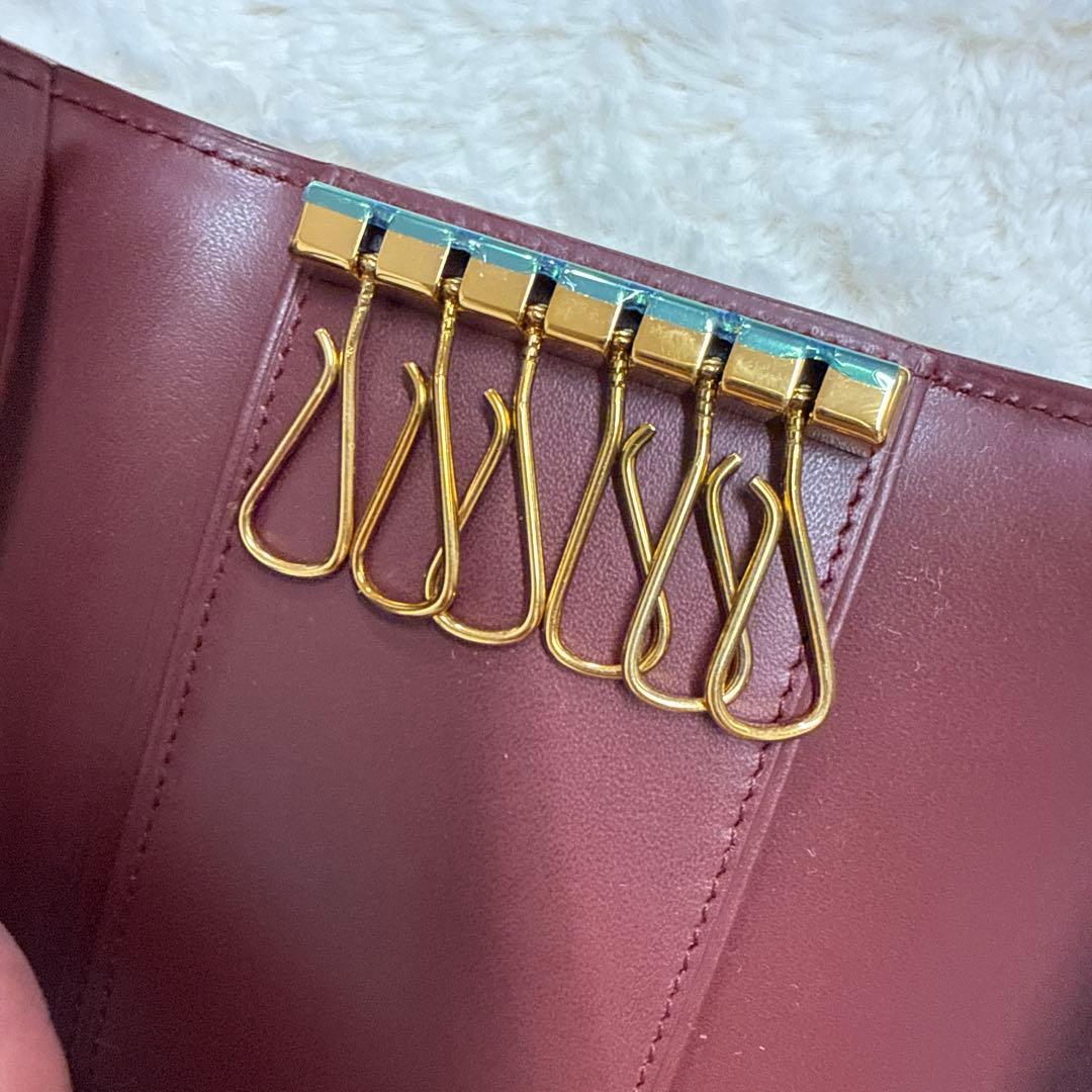 Cartier バーガンディ レザー キーケース