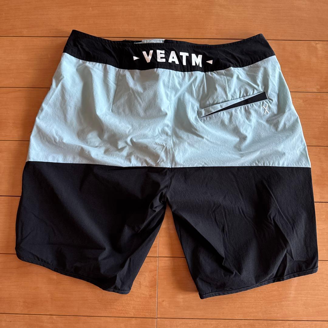 【こう】VEATM ストライプ水着 Mサイズ 黒/水色