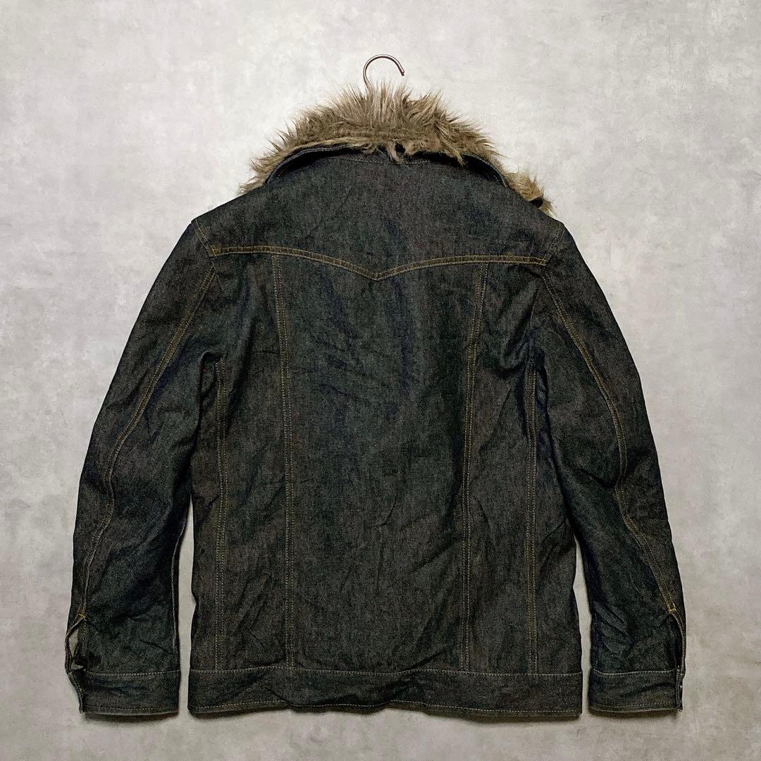 00s y2k A.S.M ファー付デニムジャケット 平成ギャル男 グランジ M