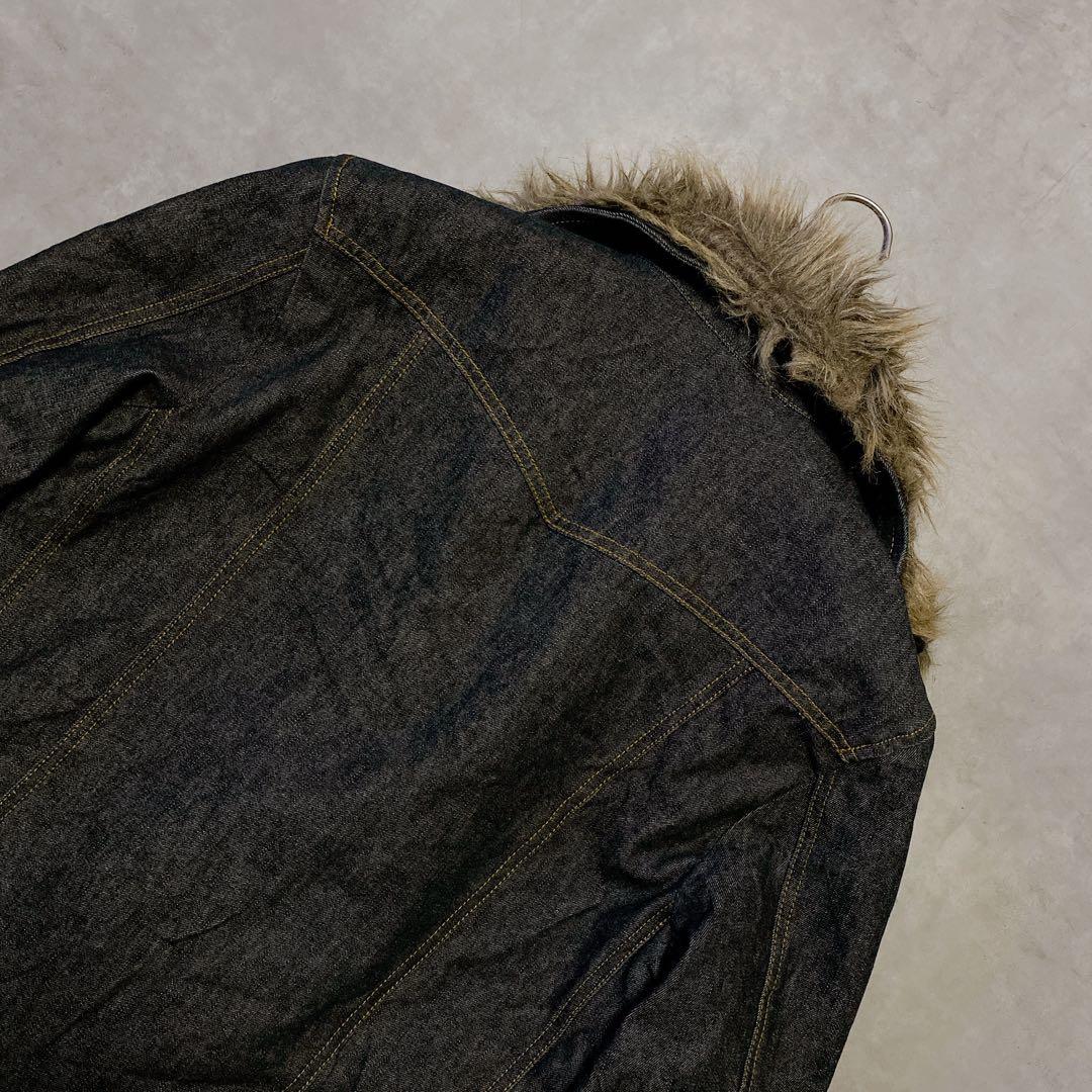 00s y2k A.S.M ファー付デニムジャケット 平成ギャル男 グランジ M