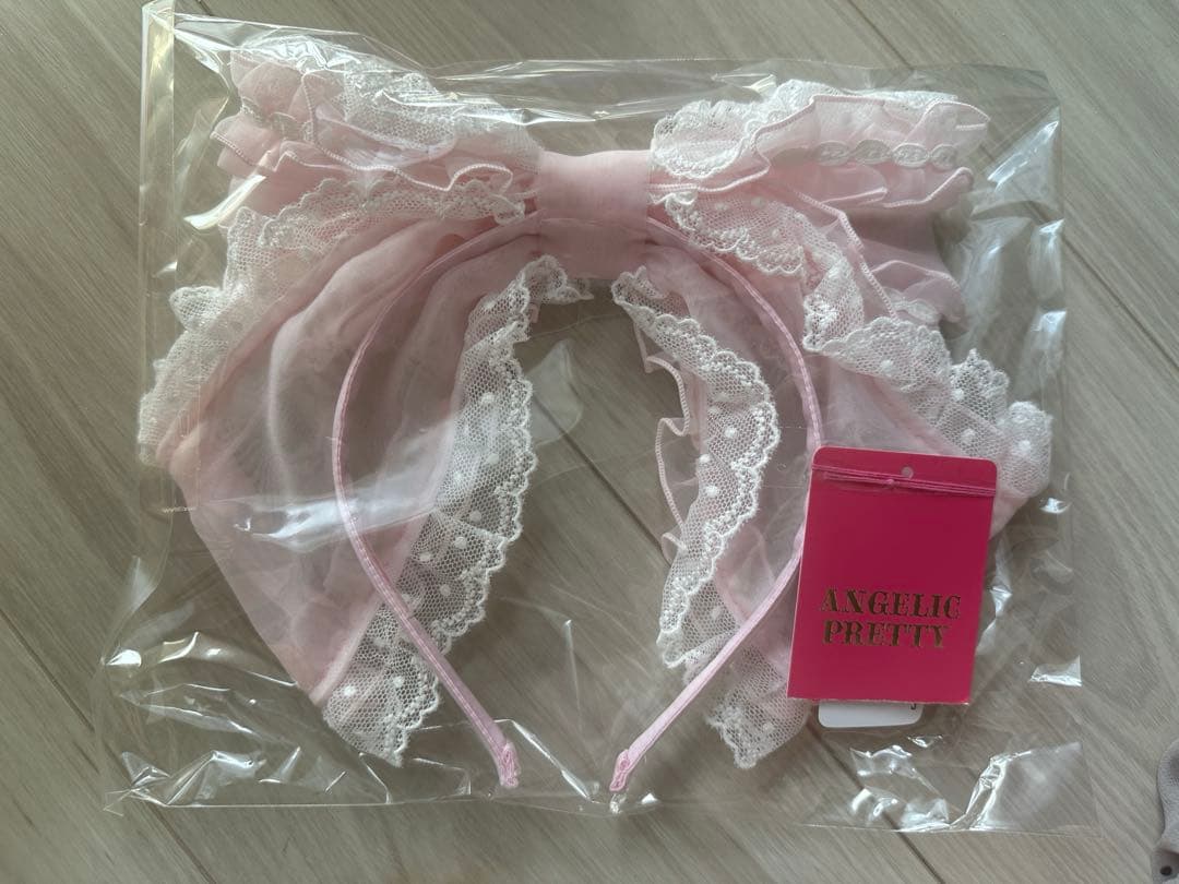 angelic pretty フリルシースルーカチューシャ ピンク