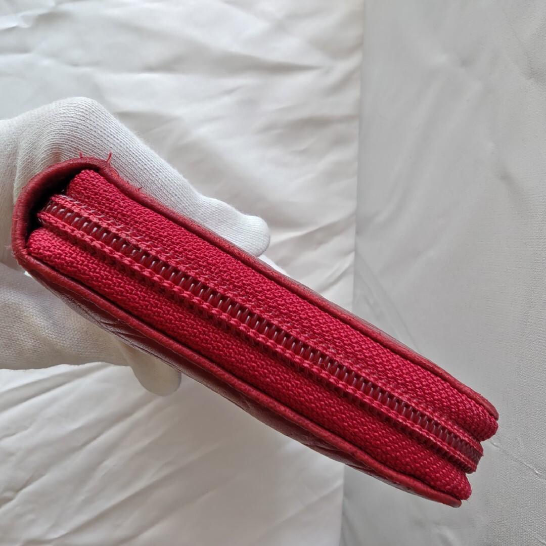 CHANEL シャネル カメリア ラウンドジップ 長財布 赤